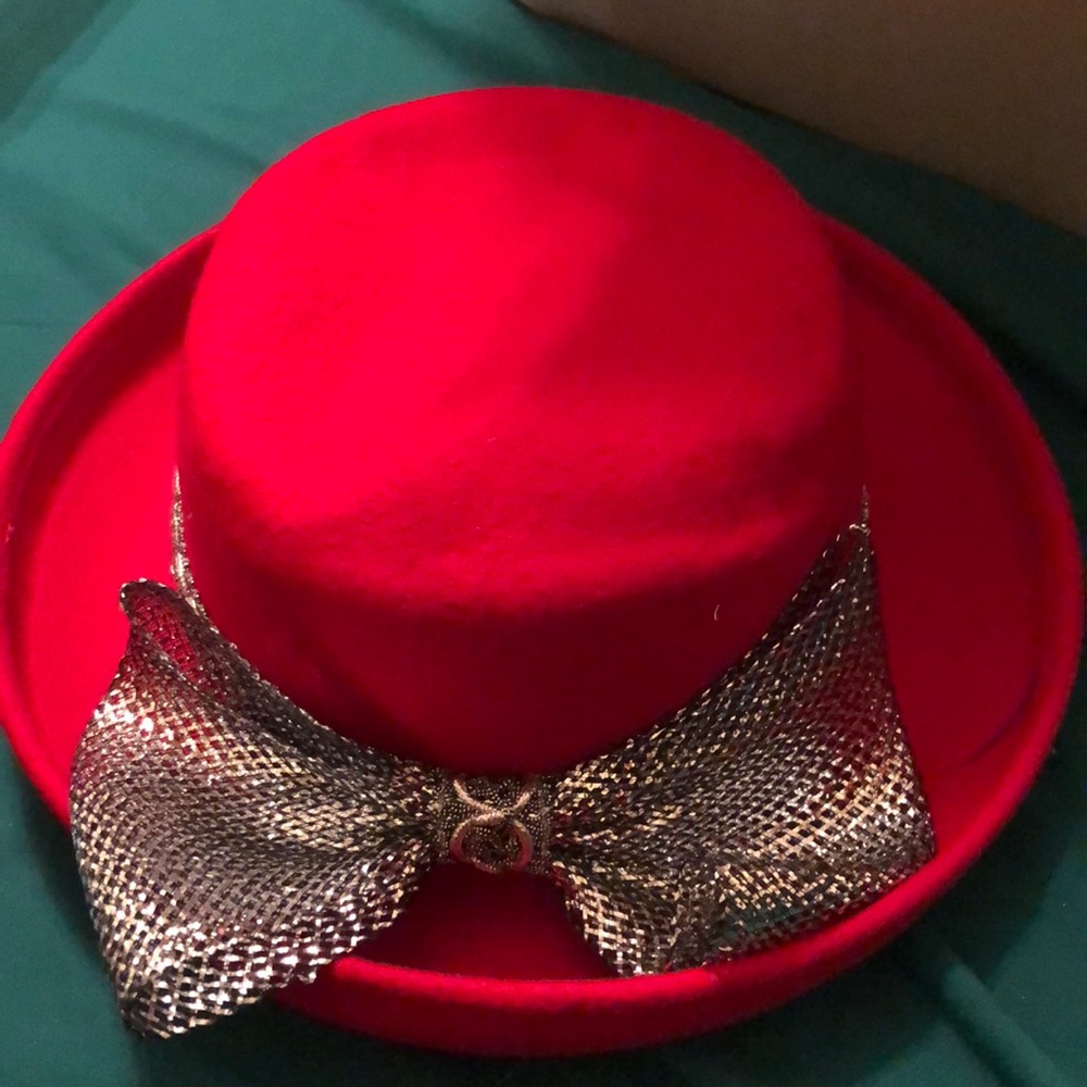 Red and silver hat
